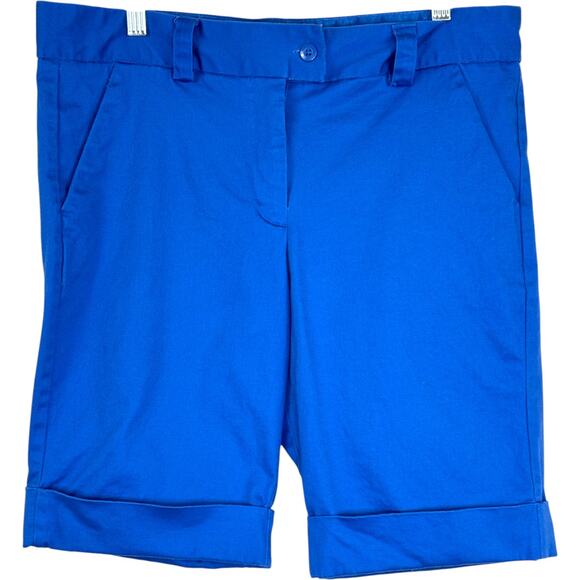 The Limited Pants - The Limited Shorts Size 12 Blue Cuffed Cotton Blend Stretch Casual Bermuda